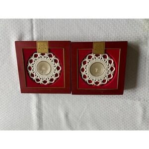 Lenox Snow Lights Sparkle Snowflake Votive Tea light Candle Holders Set of 2 New